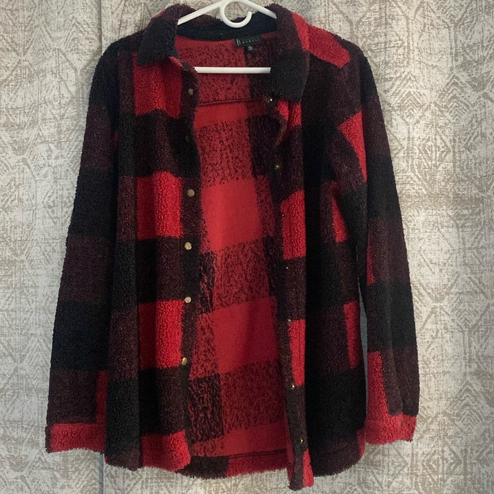 Black and red plaid cardigan